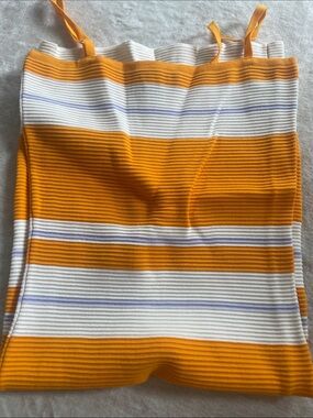 Women’s  Striped Knit One-Piece in Mustard and White